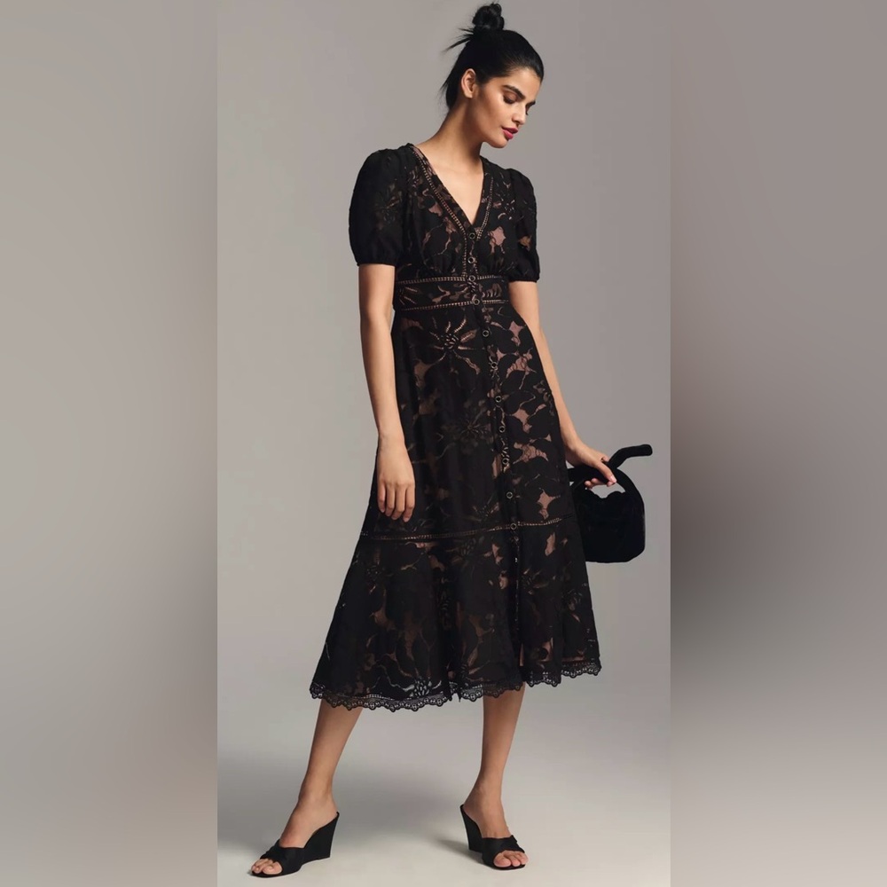 NWT Anthropologie The Ophelia Puff-Sleeve Lace Dress